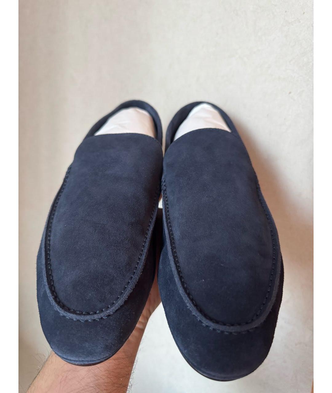 LORO PIANA Темно-синие замшевые лоферы, фото 2