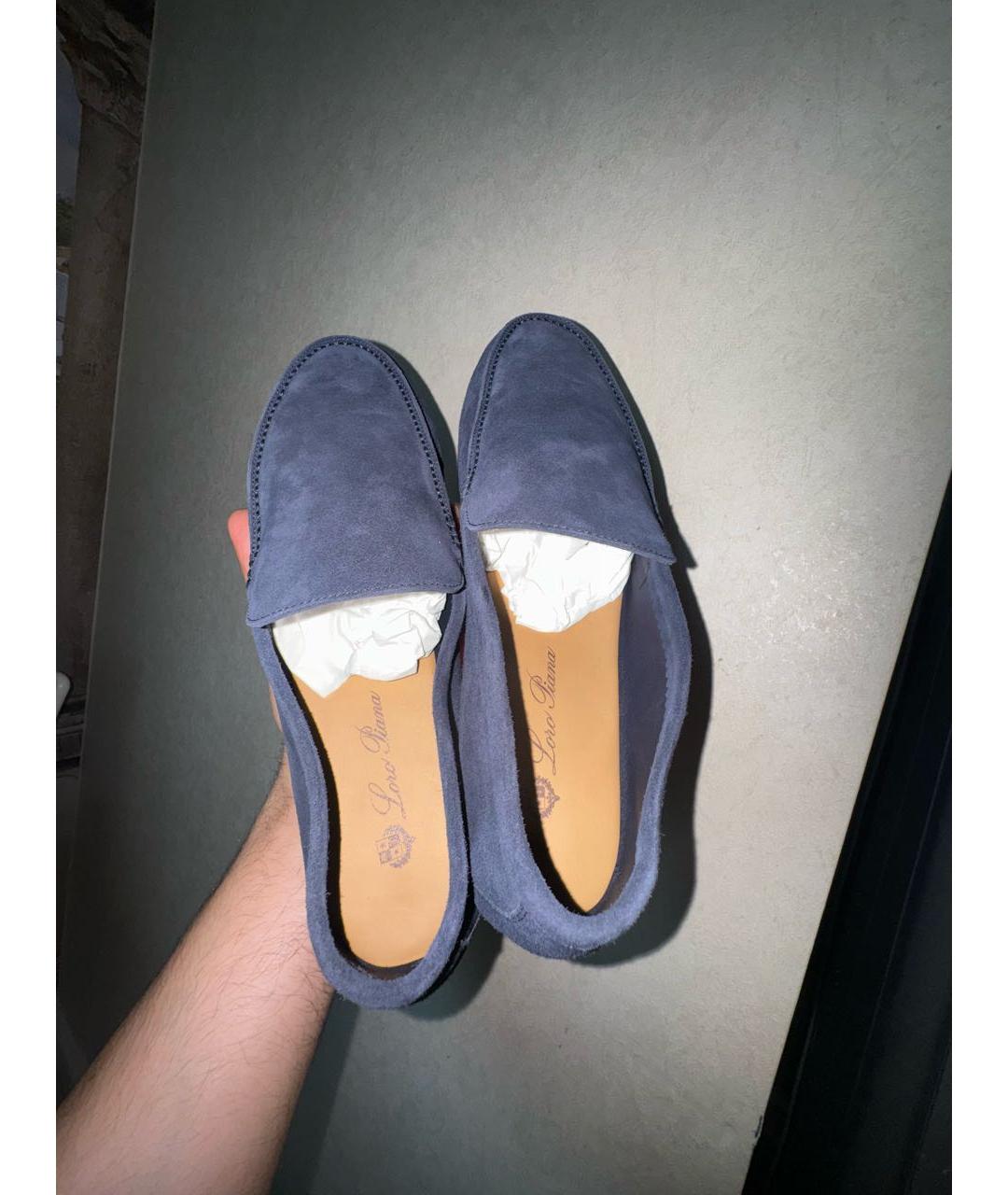 LORO PIANA Темно-синие замшевые лоферы, фото 3