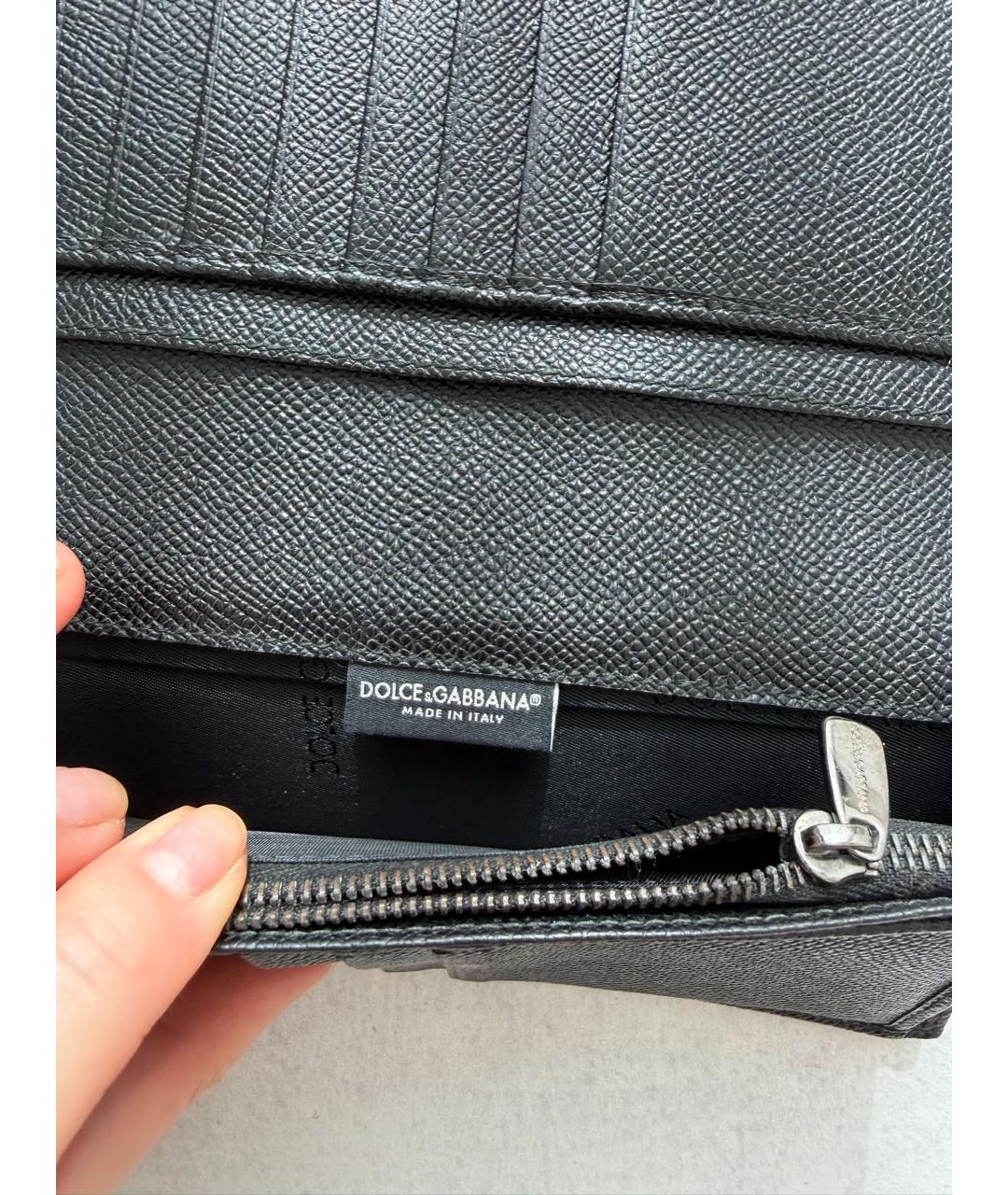 DOLCE&GABBANA Черный кожаный кошелек, фото 2