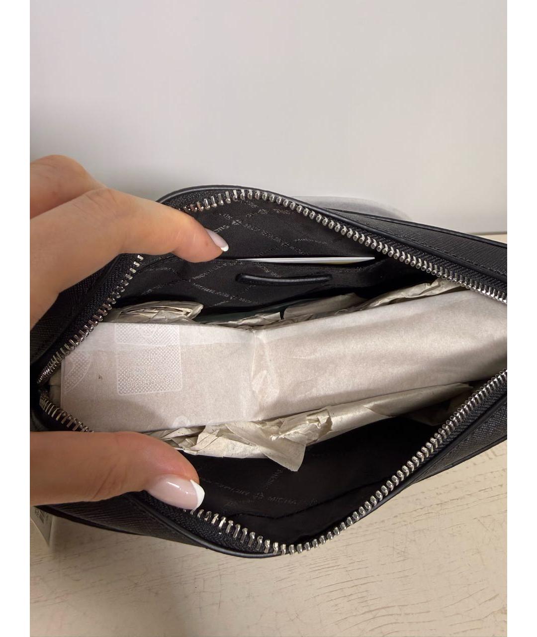 MICHAEL KORS Черная кожаная сумка через плечо, фото 4