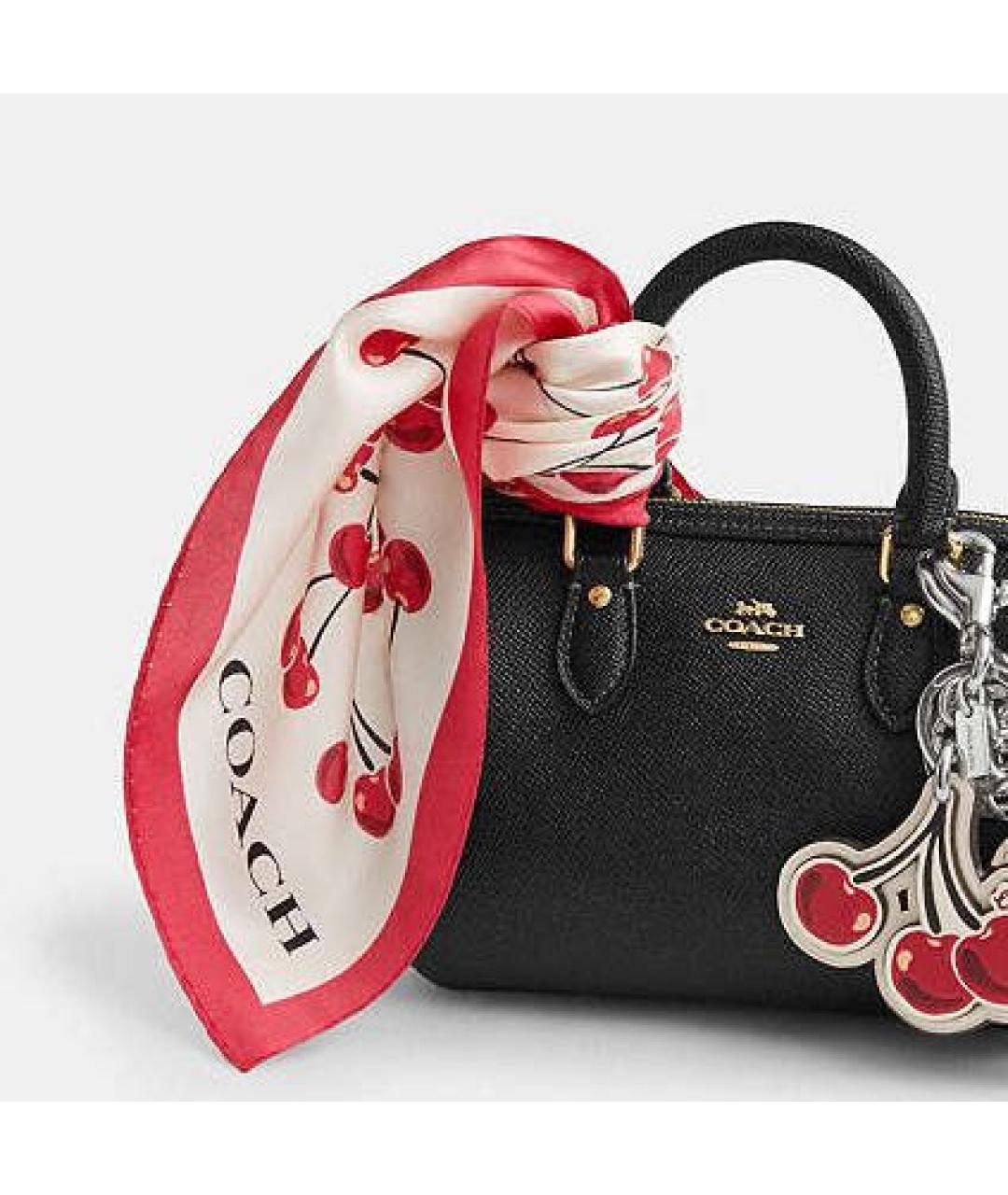 COACH Бордовый шелковый платок, фото 2