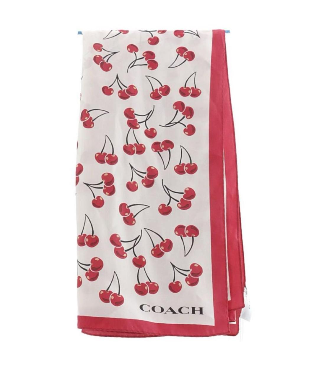 COACH Бордовый шелковый платок, фото 4