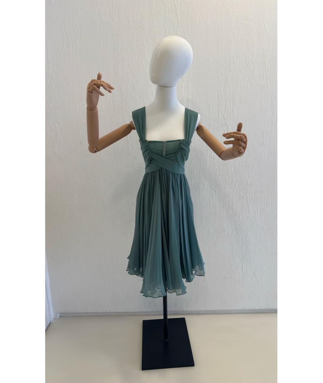 DOLCE&GABBANA Зеленые шелковое коктейльное платье, фото 9