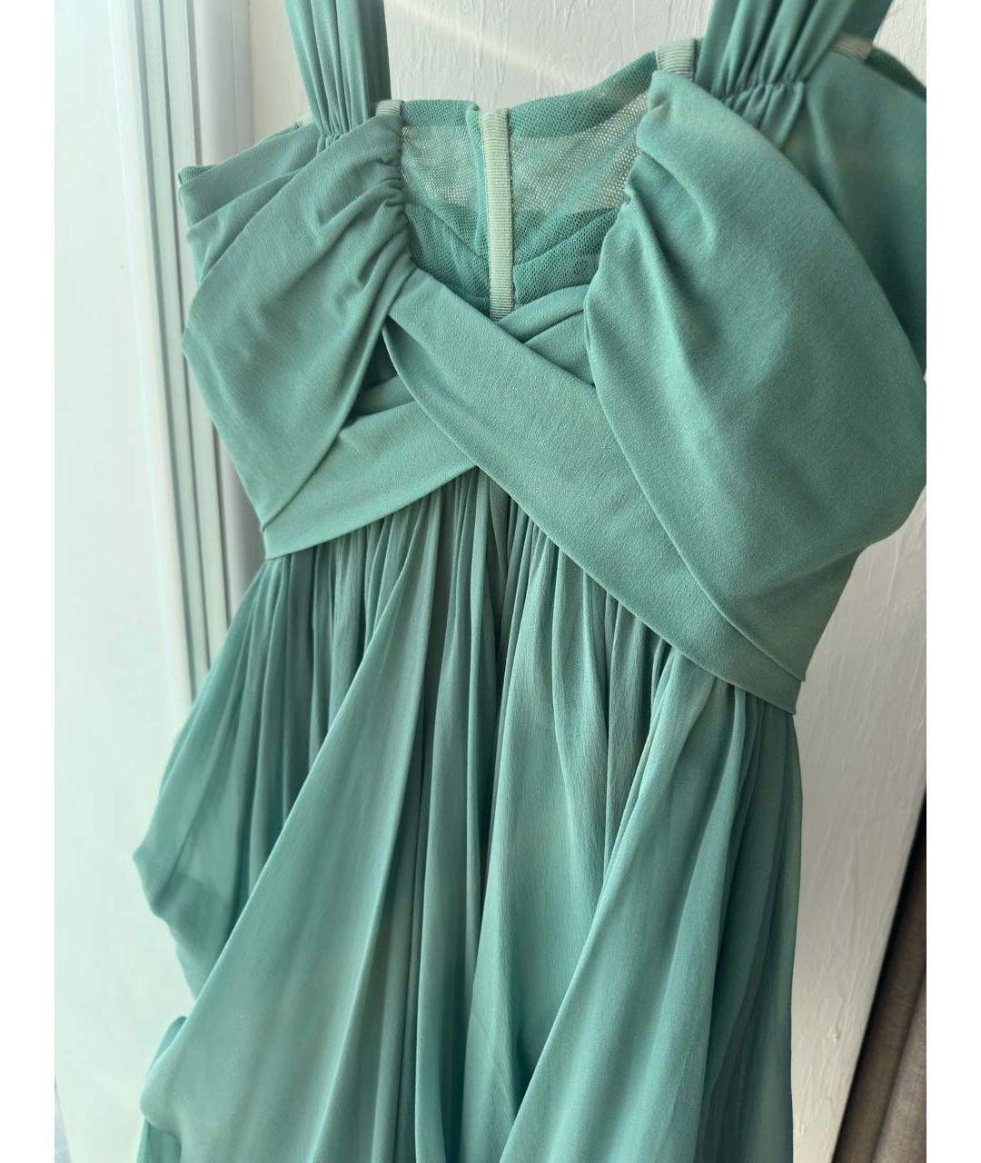 DOLCE&GABBANA Зеленые шелковое коктейльное платье, фото 4