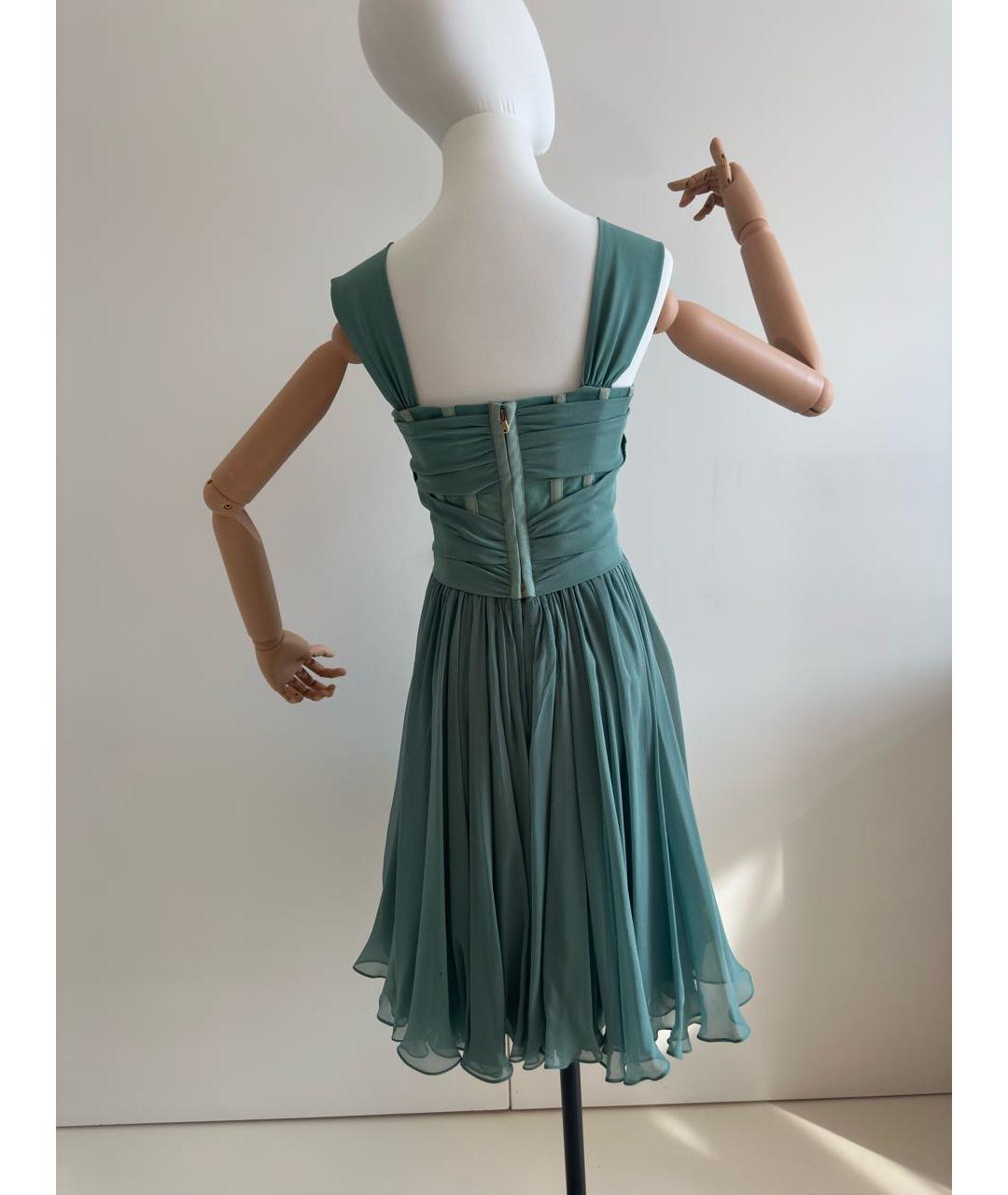 DOLCE&GABBANA Зеленые шелковое коктейльное платье, фото 2