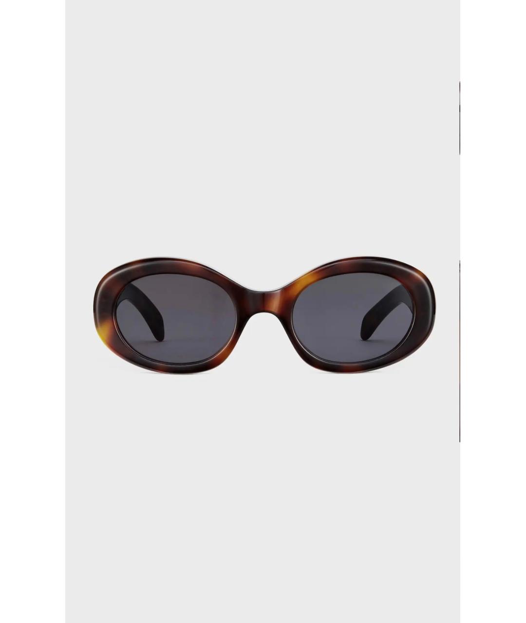 CELINE Коричневые пластиковые солнцезащитные очки, фото 7