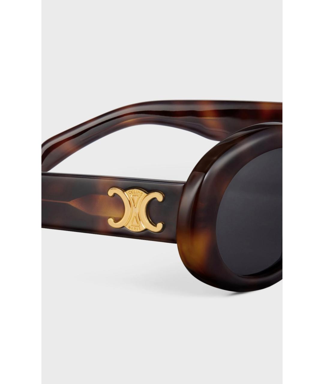 CELINE Коричневые пластиковые солнцезащитные очки, фото 3