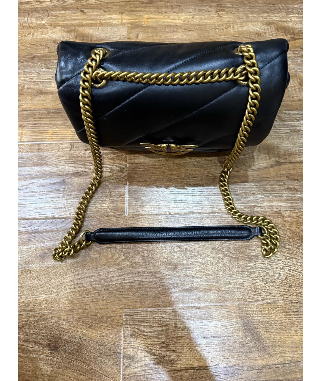 PINKO Черная кожаная сумка через плечо, фото 3