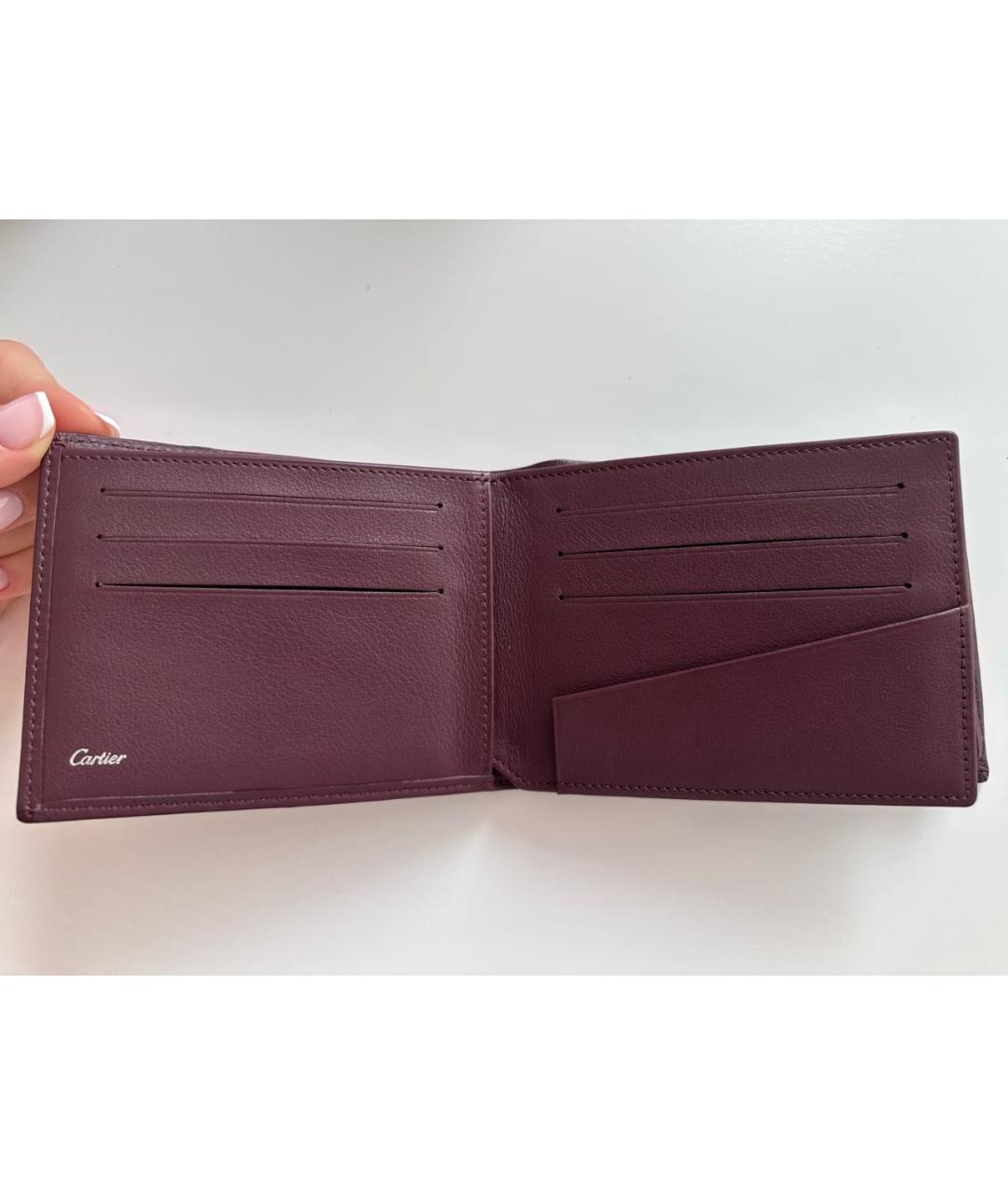 CARTIER Бордовый кожаный кошелек, фото 3