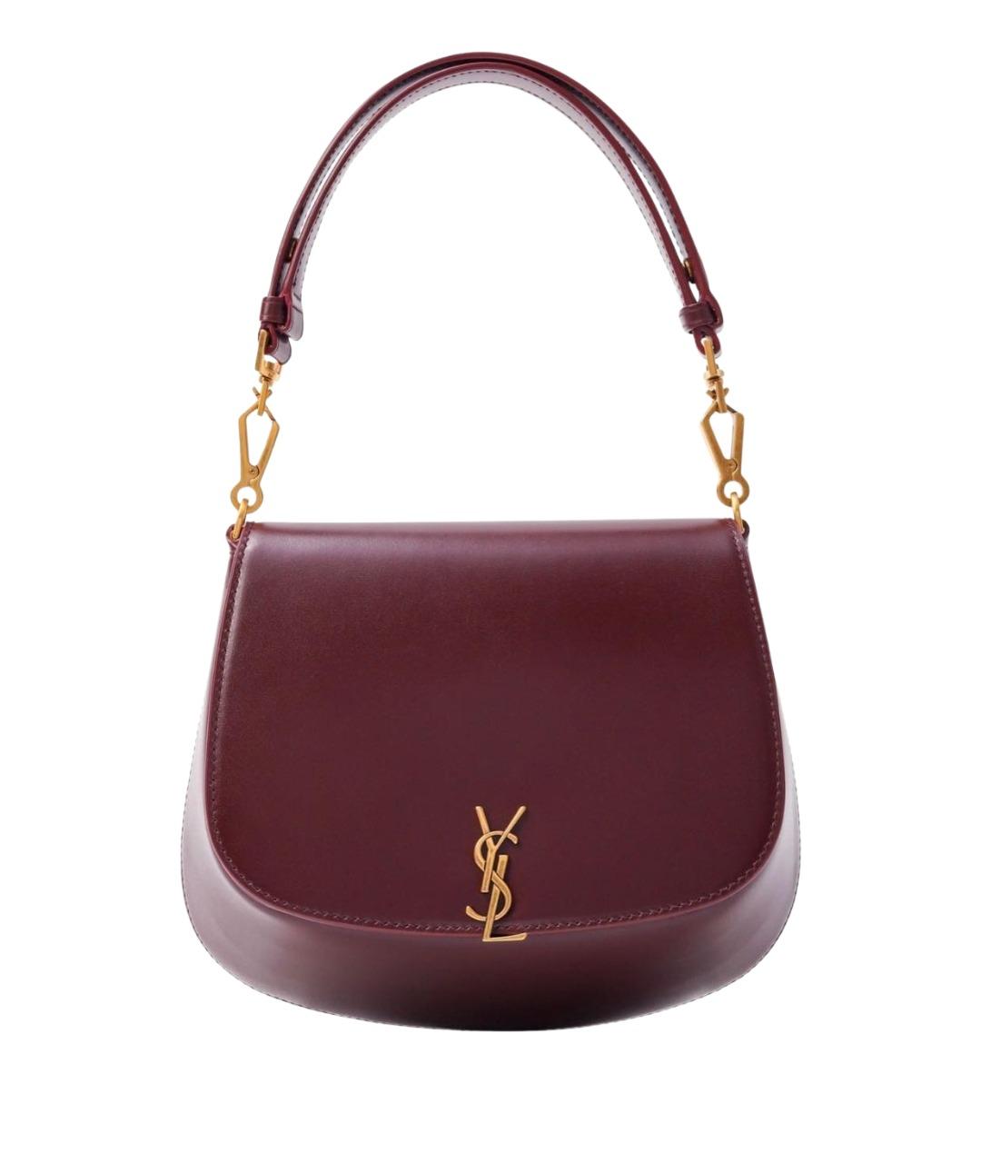 SAINT LAURENT Бордовая кожаная сумка с короткими ручками, фото 1