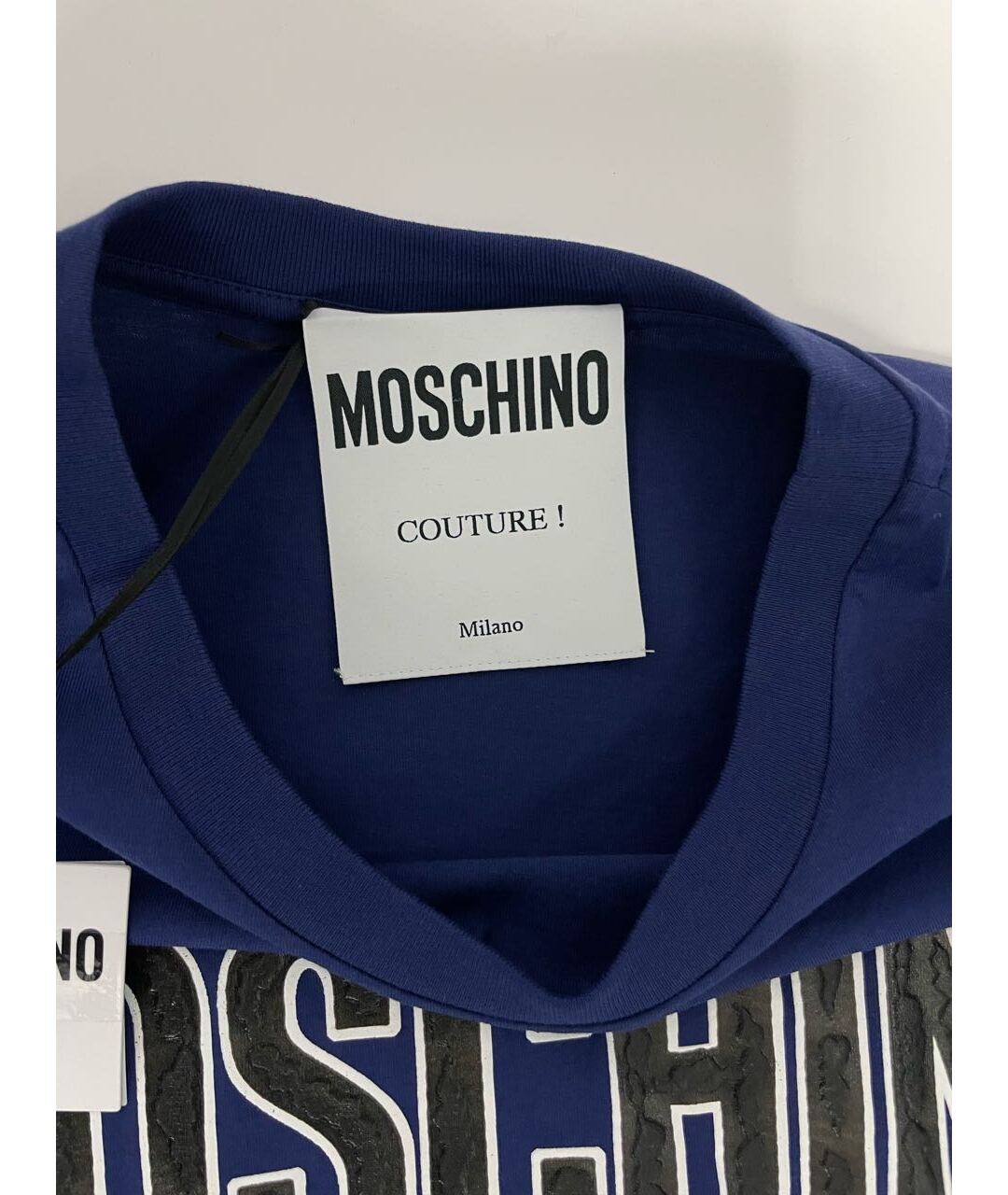 MOSCHINO Синяя хлопковая футболка, фото 3