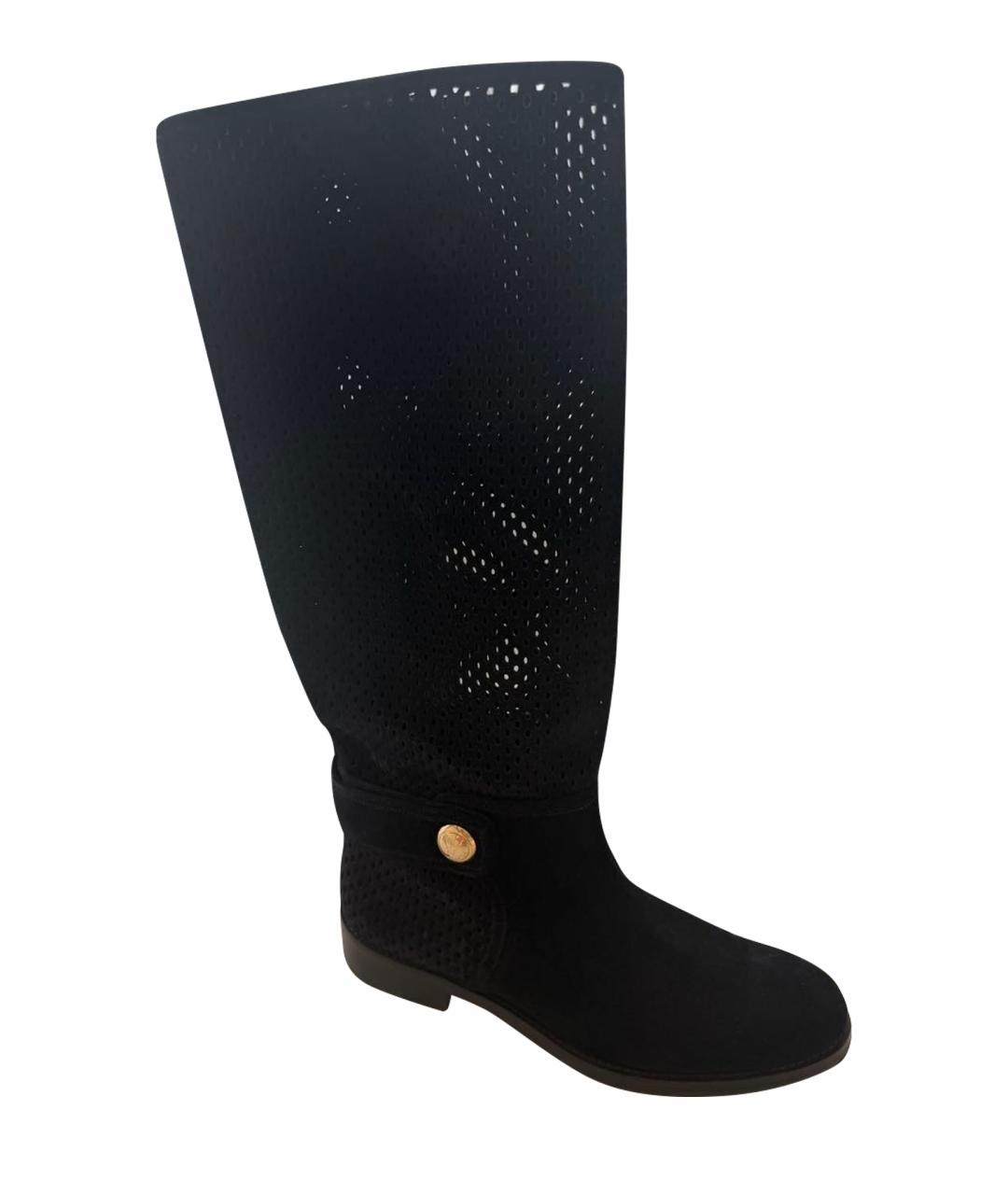 LOUIS VUITTON Черные замшевые сапоги, фото 1