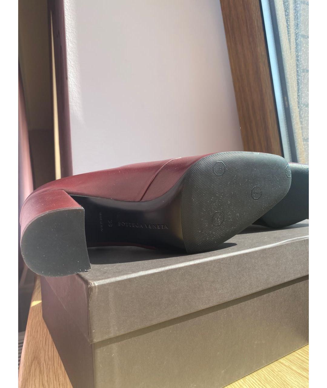 BOTTEGA VENETA Бордовые кожаные ботильоны, фото 5