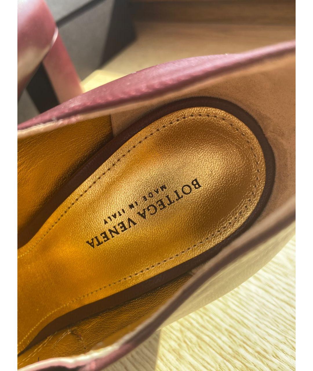 BOTTEGA VENETA Бордовые кожаные ботильоны, фото 6