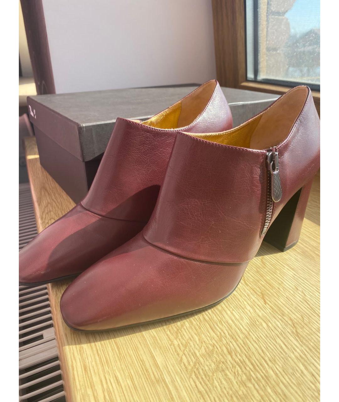 BOTTEGA VENETA Бордовые кожаные ботильоны, фото 8