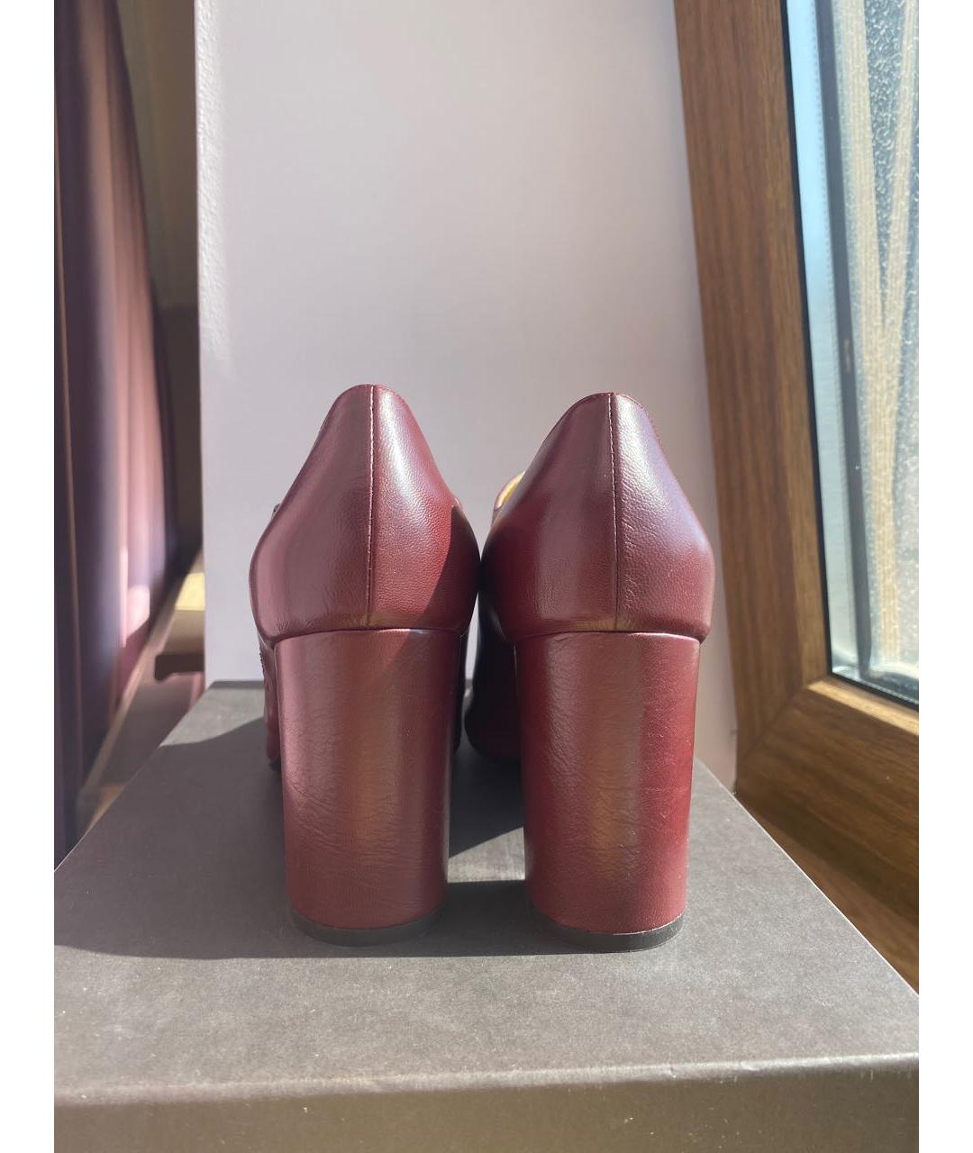 BOTTEGA VENETA Бордовые кожаные ботильоны, фото 4