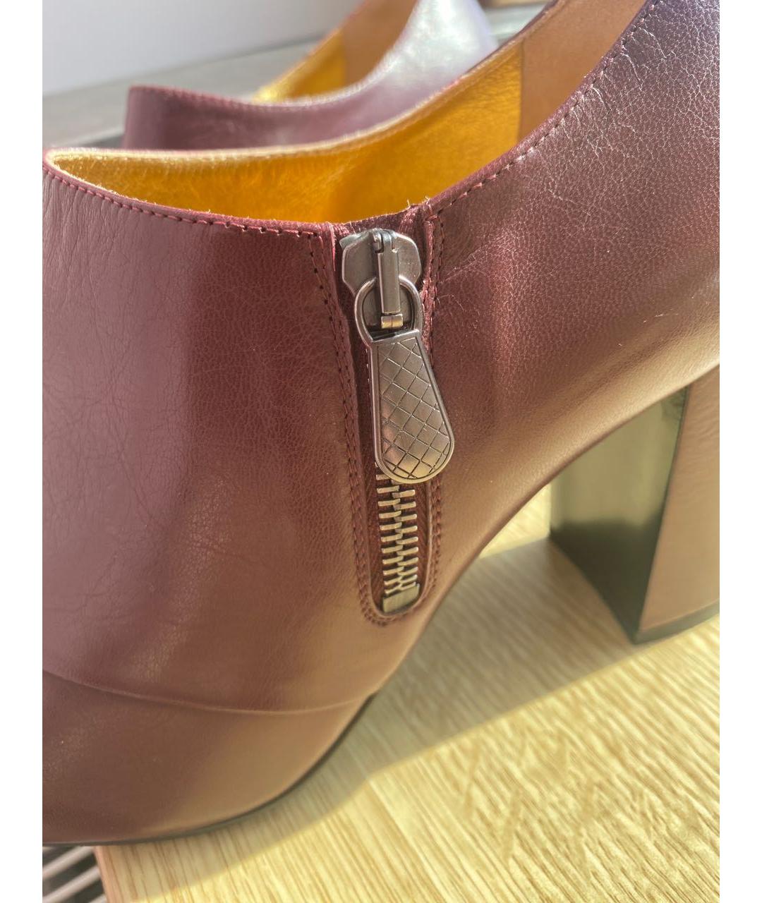 BOTTEGA VENETA Бордовые кожаные ботильоны, фото 7
