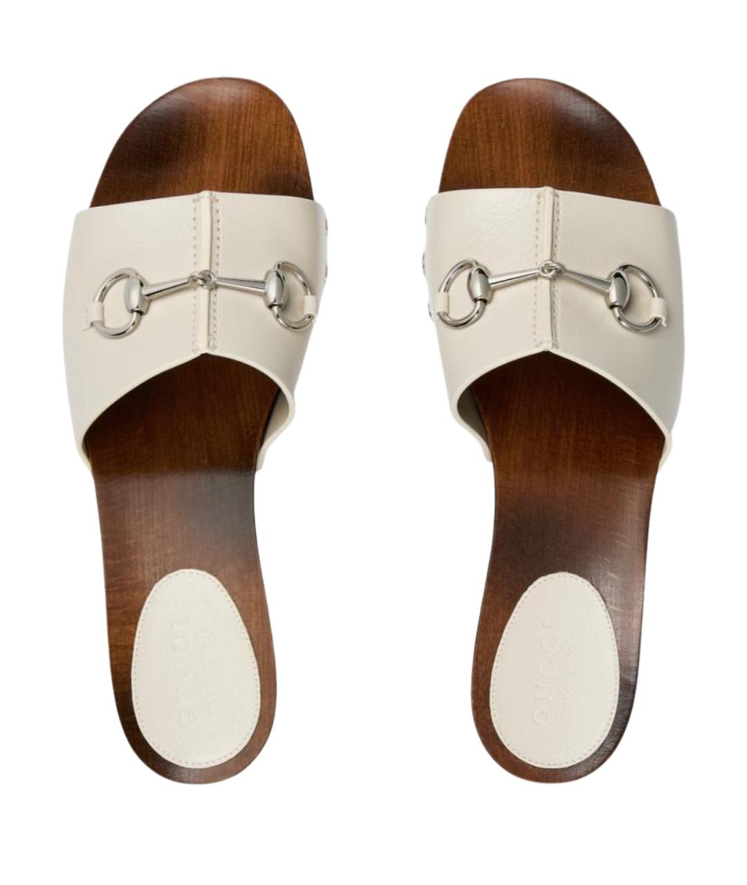 GUCCI Белые кожаные босоножки, фото 4