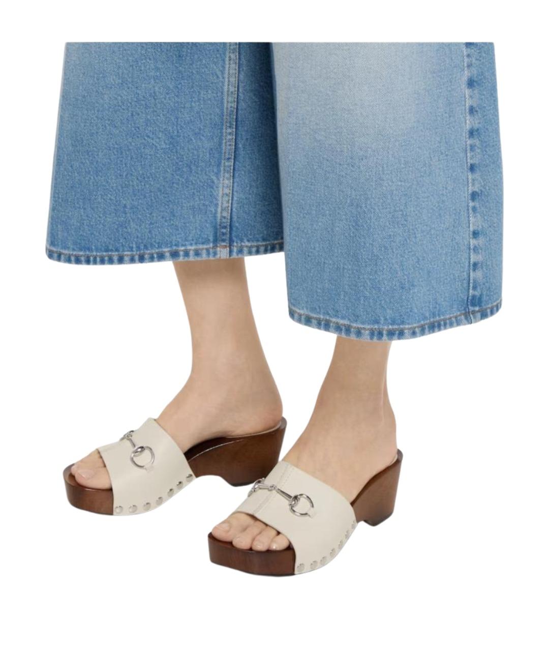 GUCCI Белые кожаные босоножки, фото 3