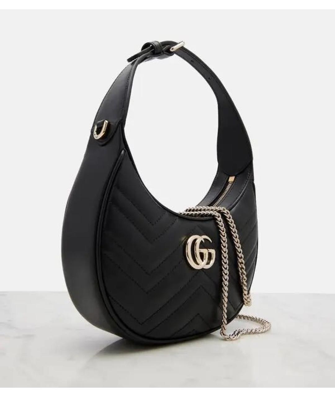 GUCCI Черная кожаная сумка через плечо, фото 4