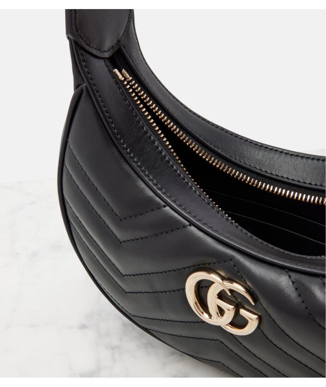 GUCCI Черная кожаная сумка через плечо, фото 4