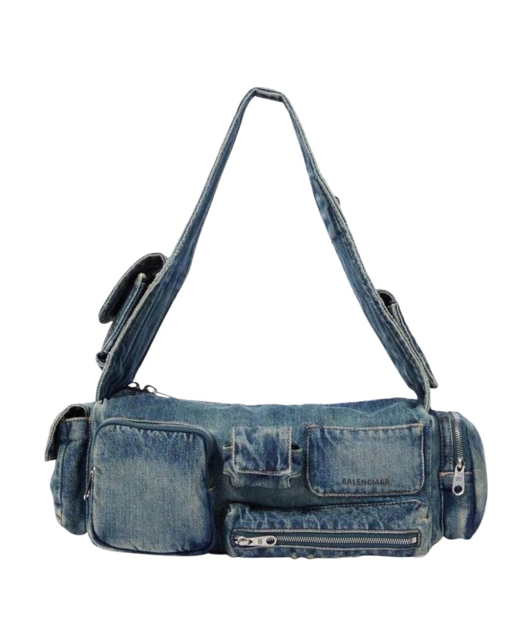 BALENCIAGA Синяя деним сумка через плечо, фото 1