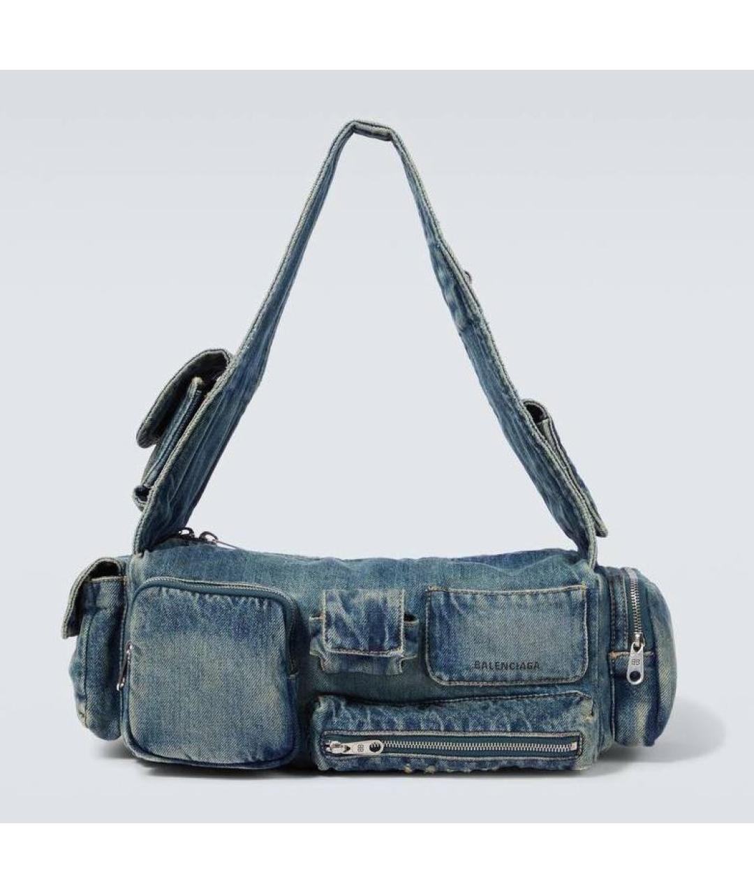 BALENCIAGA Синяя деним сумка через плечо, фото 9