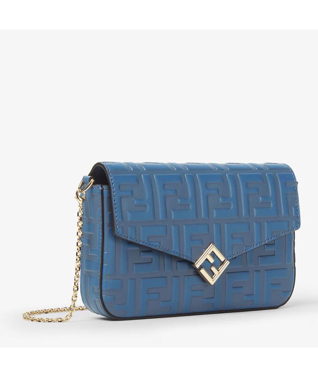 FENDI Синяя кожаная сумка через плечо, фото 2