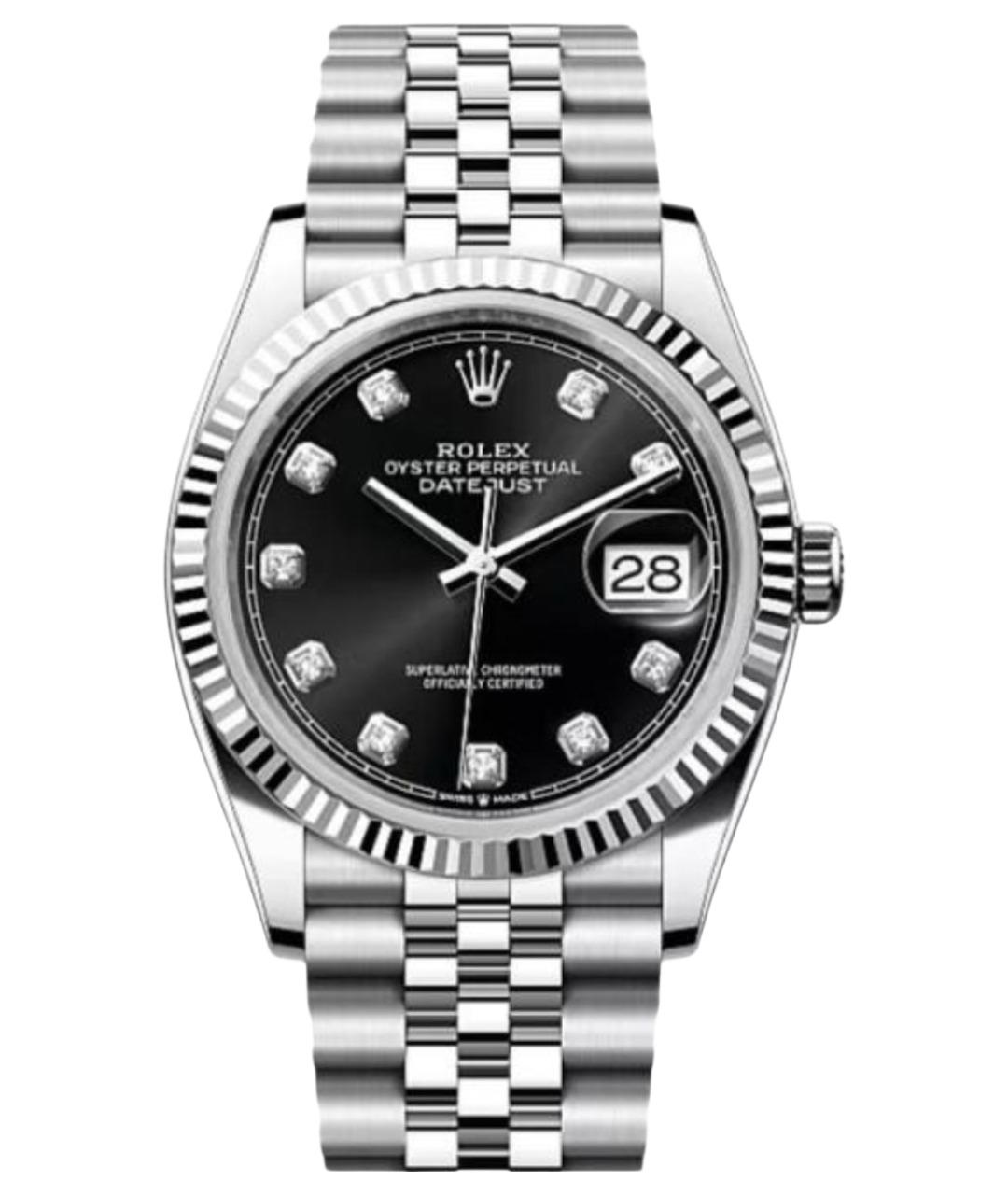 ROLEX Черные часы из белого золота, фото 1