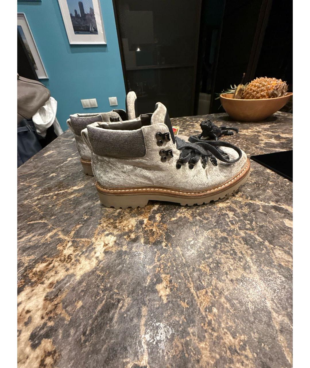 BRUNELLO CUCINELLI Бежевые кожаные ботинки, фото 8