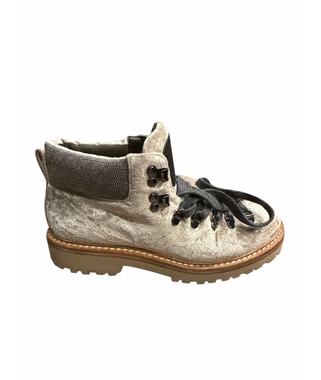 BRUNELLO CUCINELLI Бежевые кожаные ботинки, фото 1