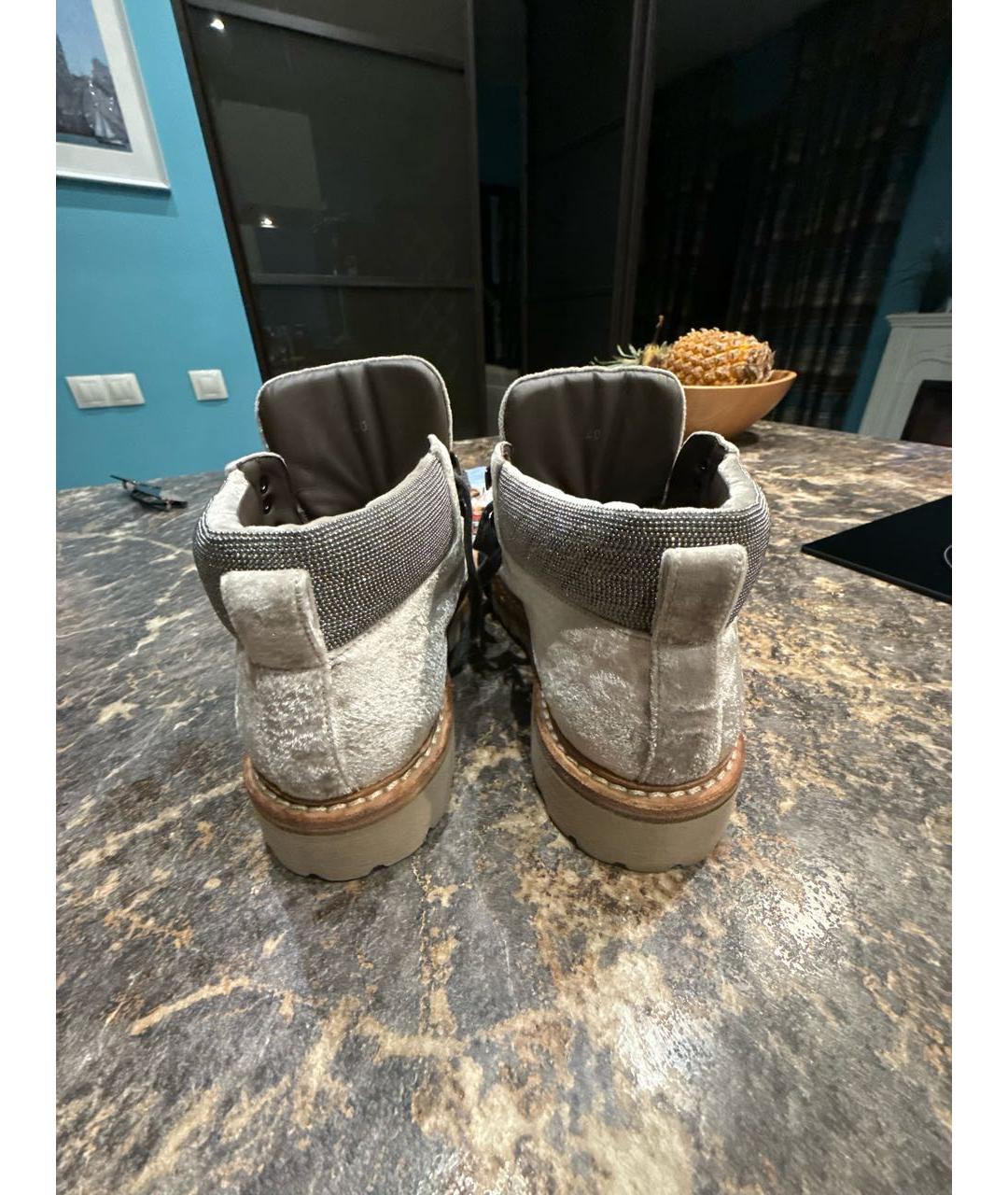 BRUNELLO CUCINELLI Бежевые кожаные ботинки, фото 4