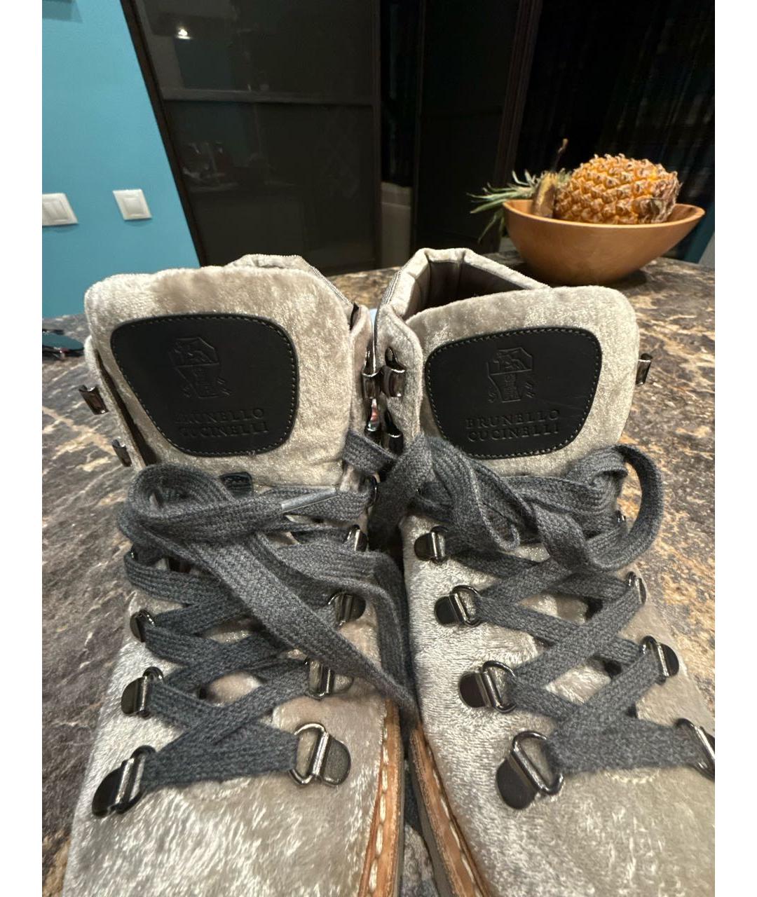 BRUNELLO CUCINELLI Бежевые кожаные ботинки, фото 5