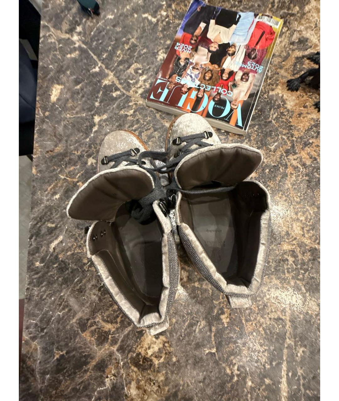 BRUNELLO CUCINELLI Бежевые кожаные ботинки, фото 3