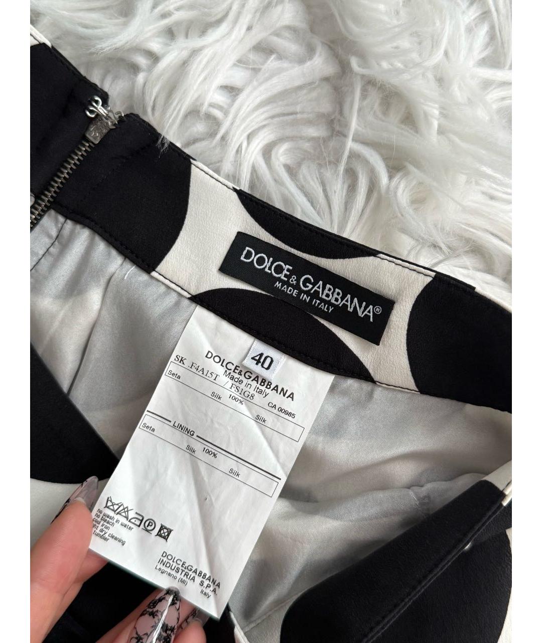 DOLCE&GABBANA Черная шелковая юбка мини, фото 3