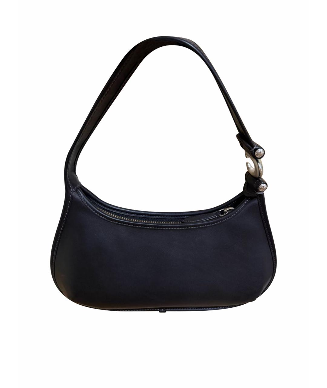 COACH Черная кожаная сумка с короткими ручками, фото 1