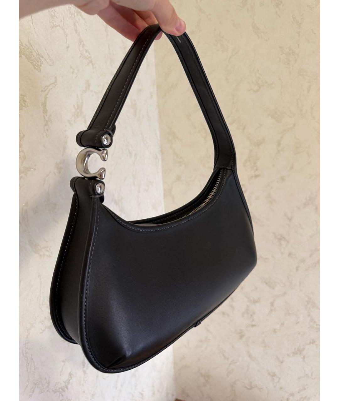 COACH Черная кожаная сумка с короткими ручками, фото 3