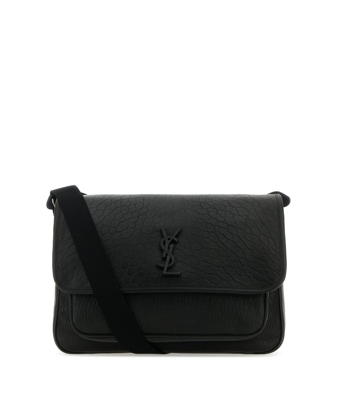 SAINT LAURENT Черная кожаная сумка на плечо, фото 1