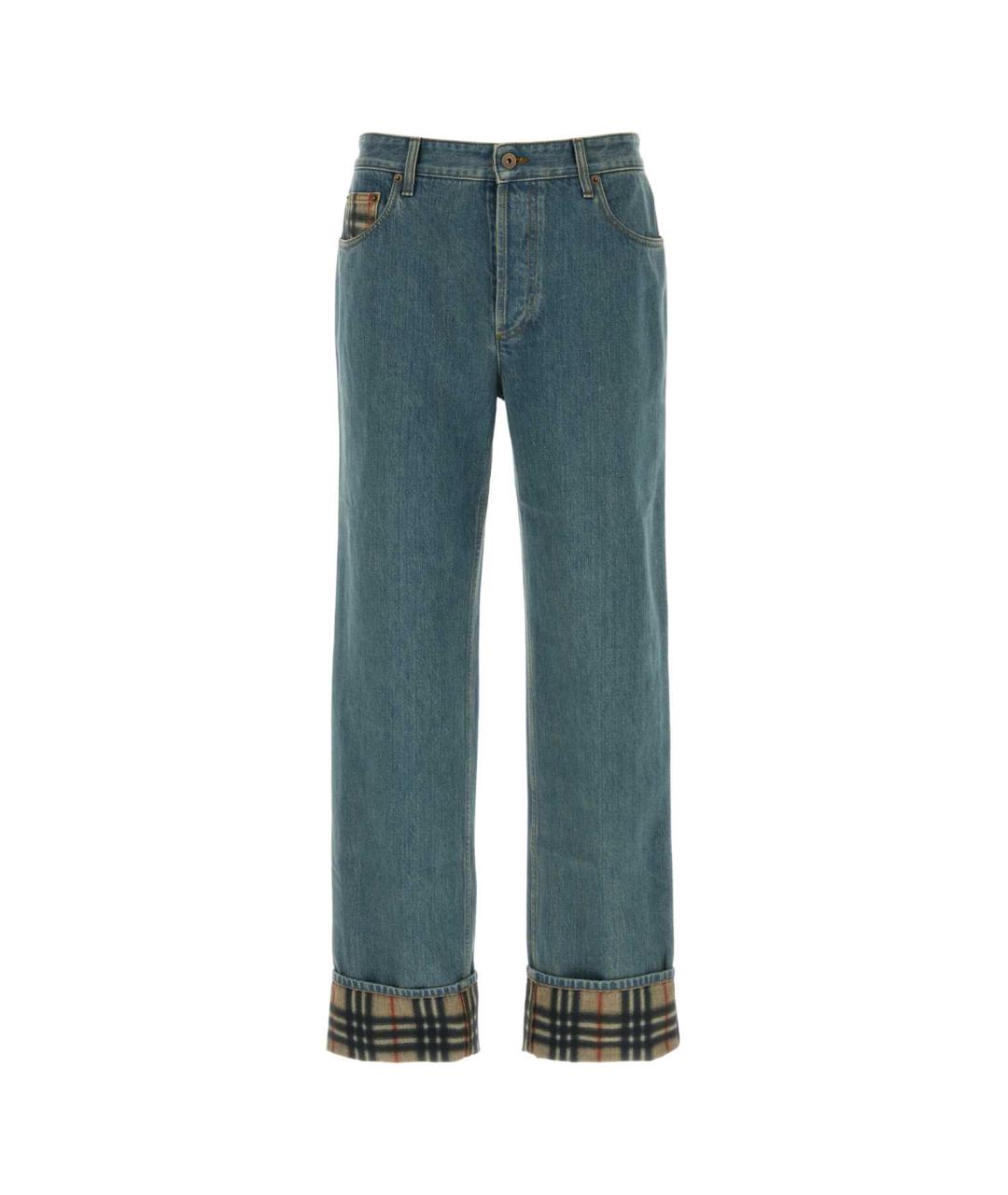 BURBERRY Голубые хлопковые прямые джинсы, фото 1