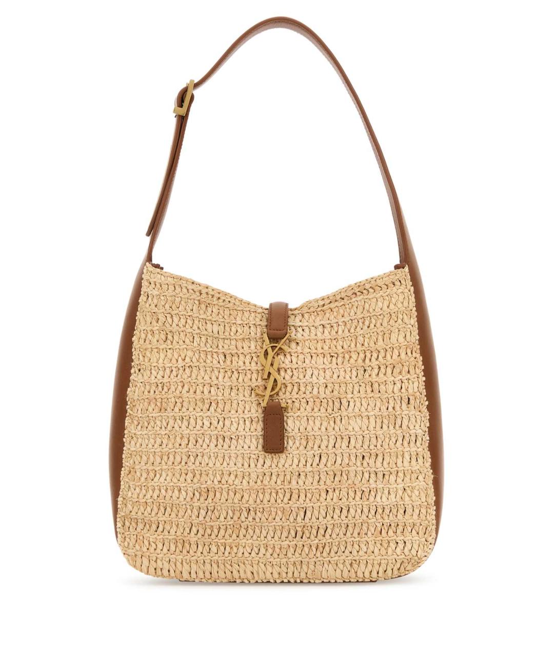 SAINT LAURENT Бежевая пелетеная сумка через плечо, фото 1