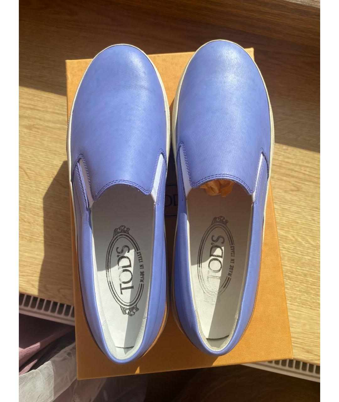 TOD'S Голубые кожаные лоферы, фото 2