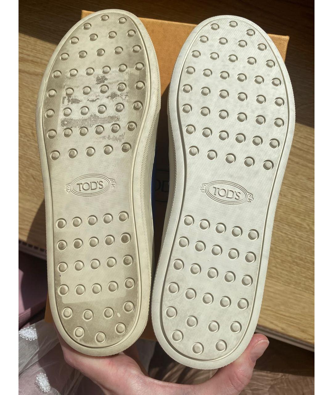 TOD'S Голубые кожаные лоферы, фото 5