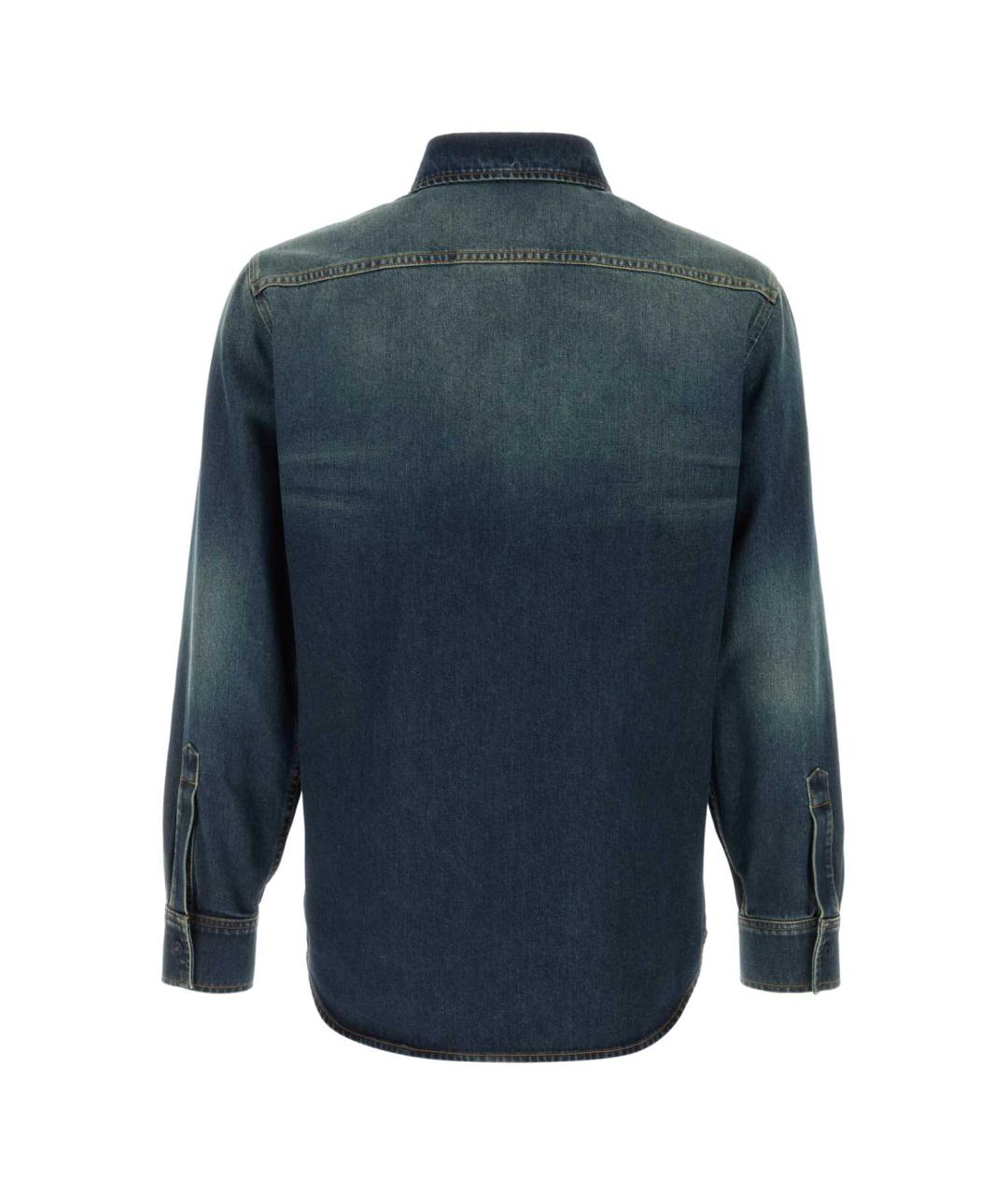 GUCCI Синяя хлопковая кэжуал рубашка, фото 2