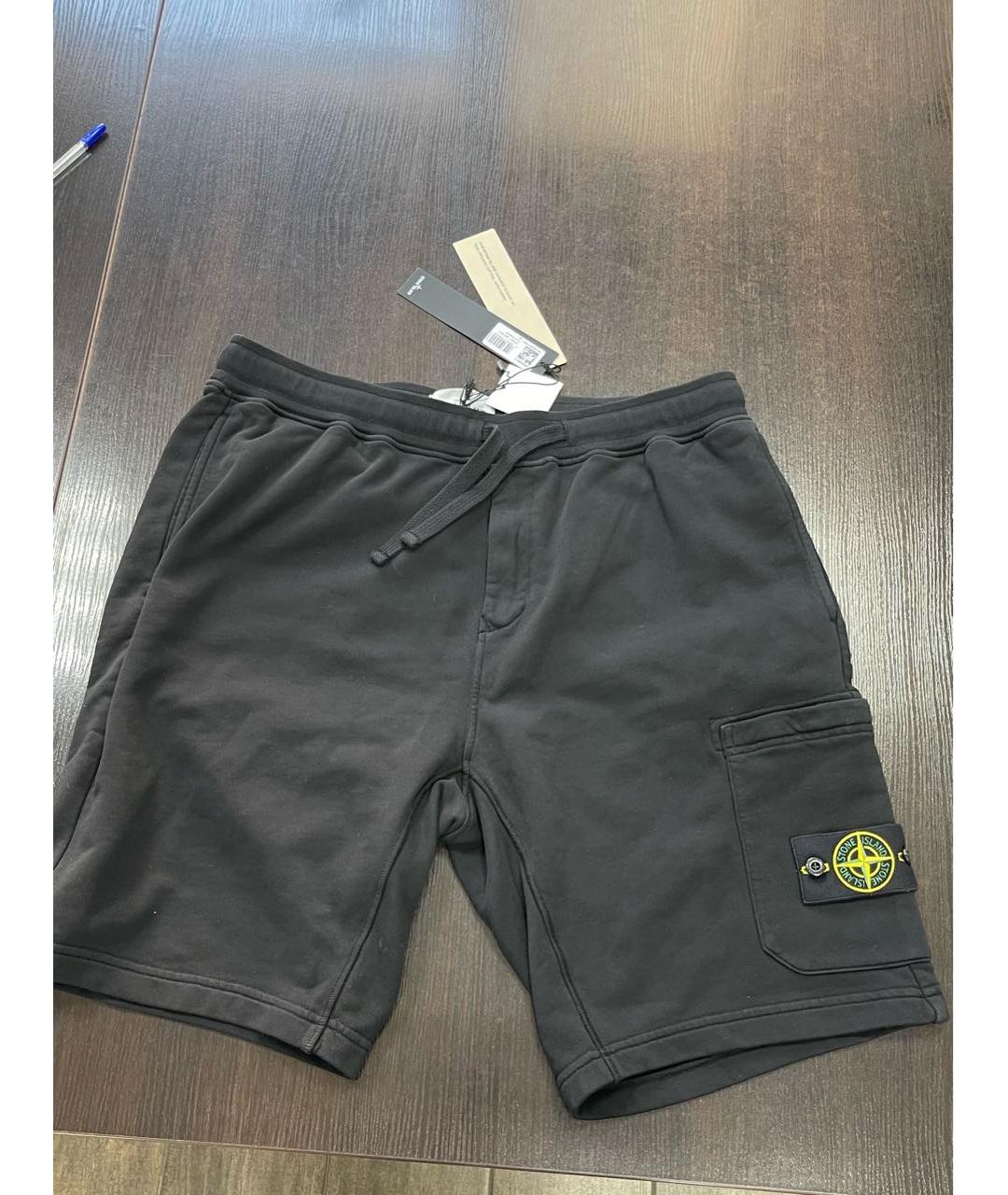 STONE ISLAND Черные хлопковые шорты, фото 5