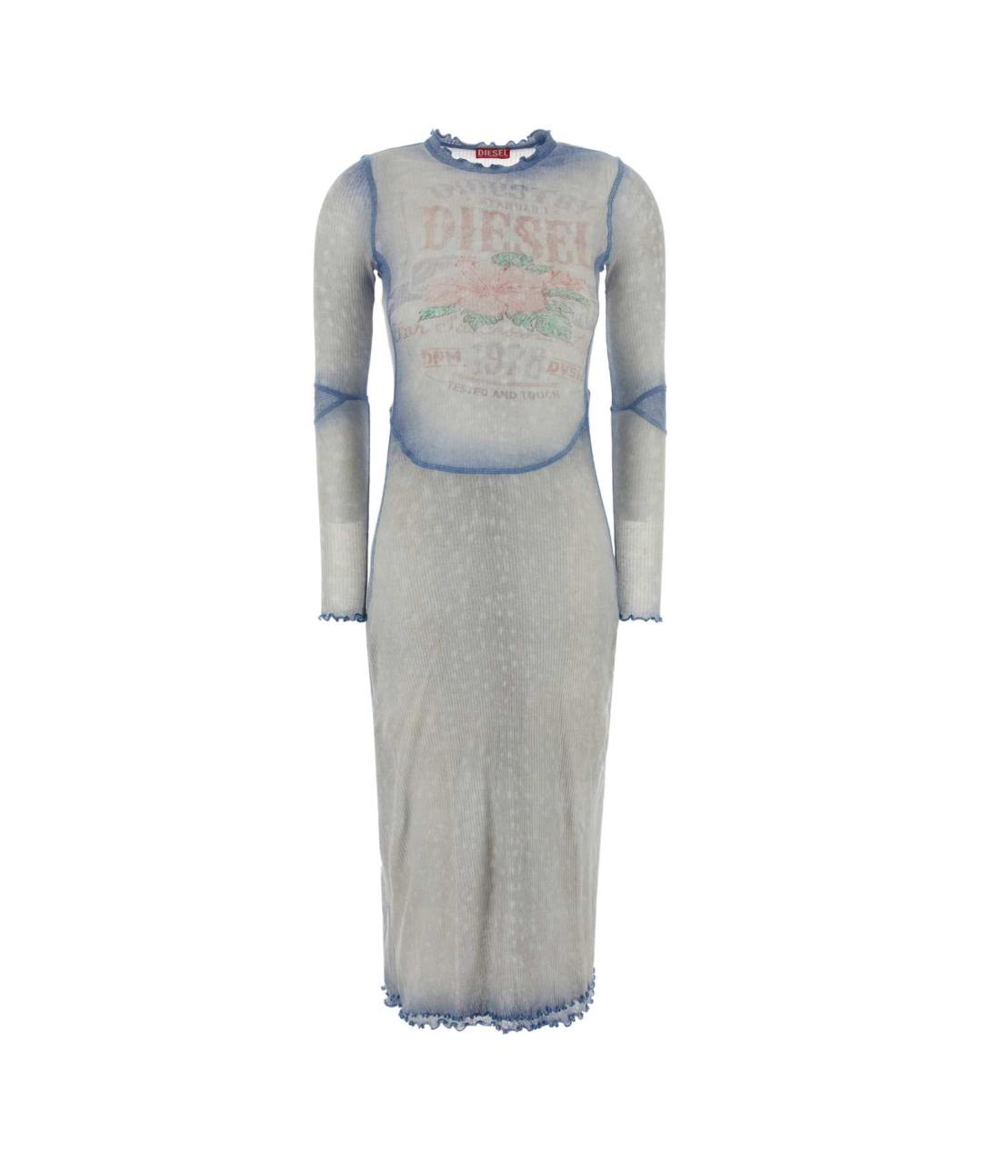 DIESEL Голубое хлопковое повседневное платье, фото 1