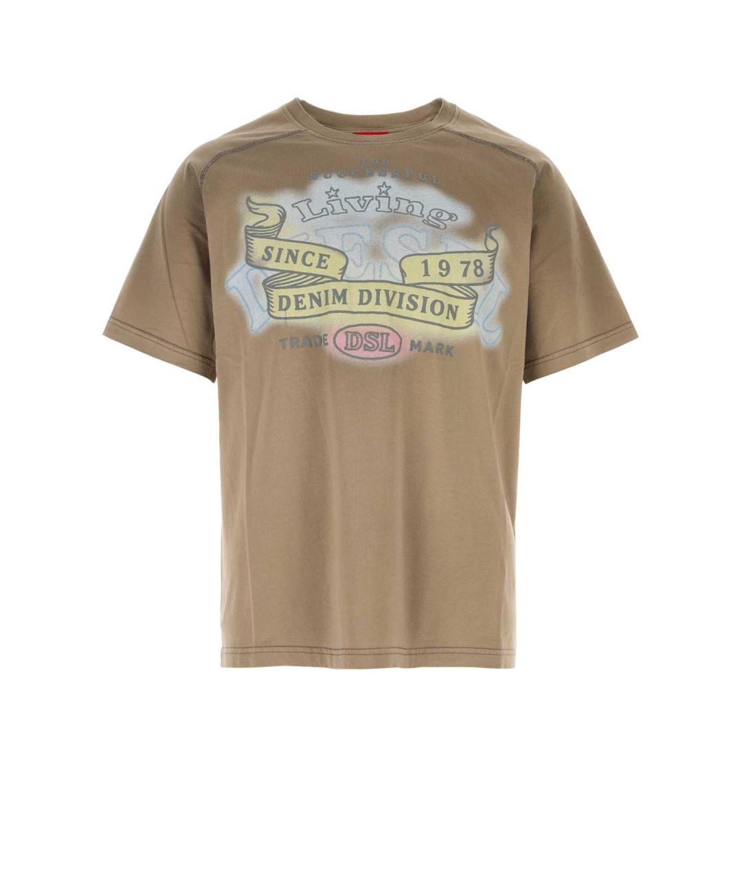 DIESEL Бежевая хлопковая футболка, фото 1