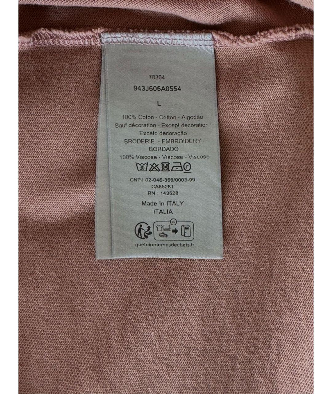 CHRISTIAN DIOR Коралловая хлопковая футболка, фото 4