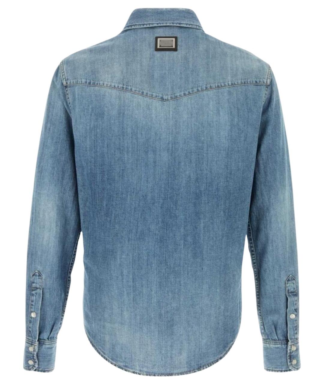 DOLCE&GABBANA Голубая хлопковая кэжуал рубашка, фото 2