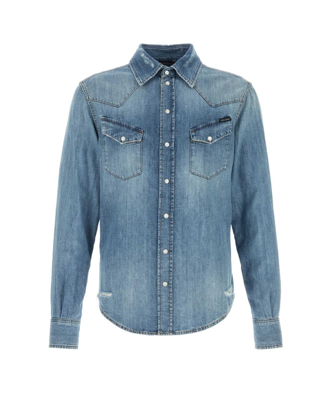 DOLCE&GABBANA Голубая хлопковая кэжуал рубашка, фото 1