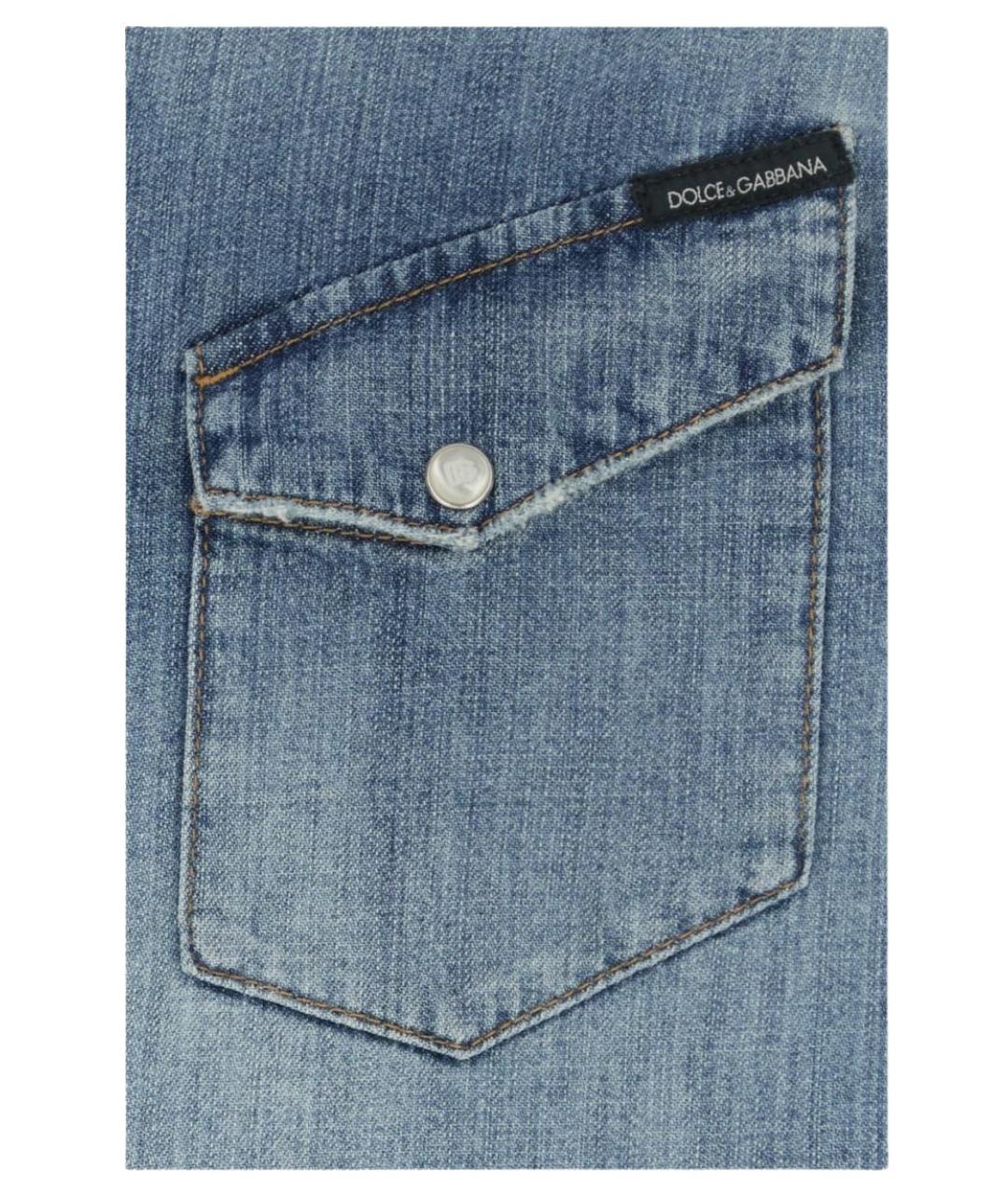 DOLCE&GABBANA Голубая хлопковая кэжуал рубашка, фото 3